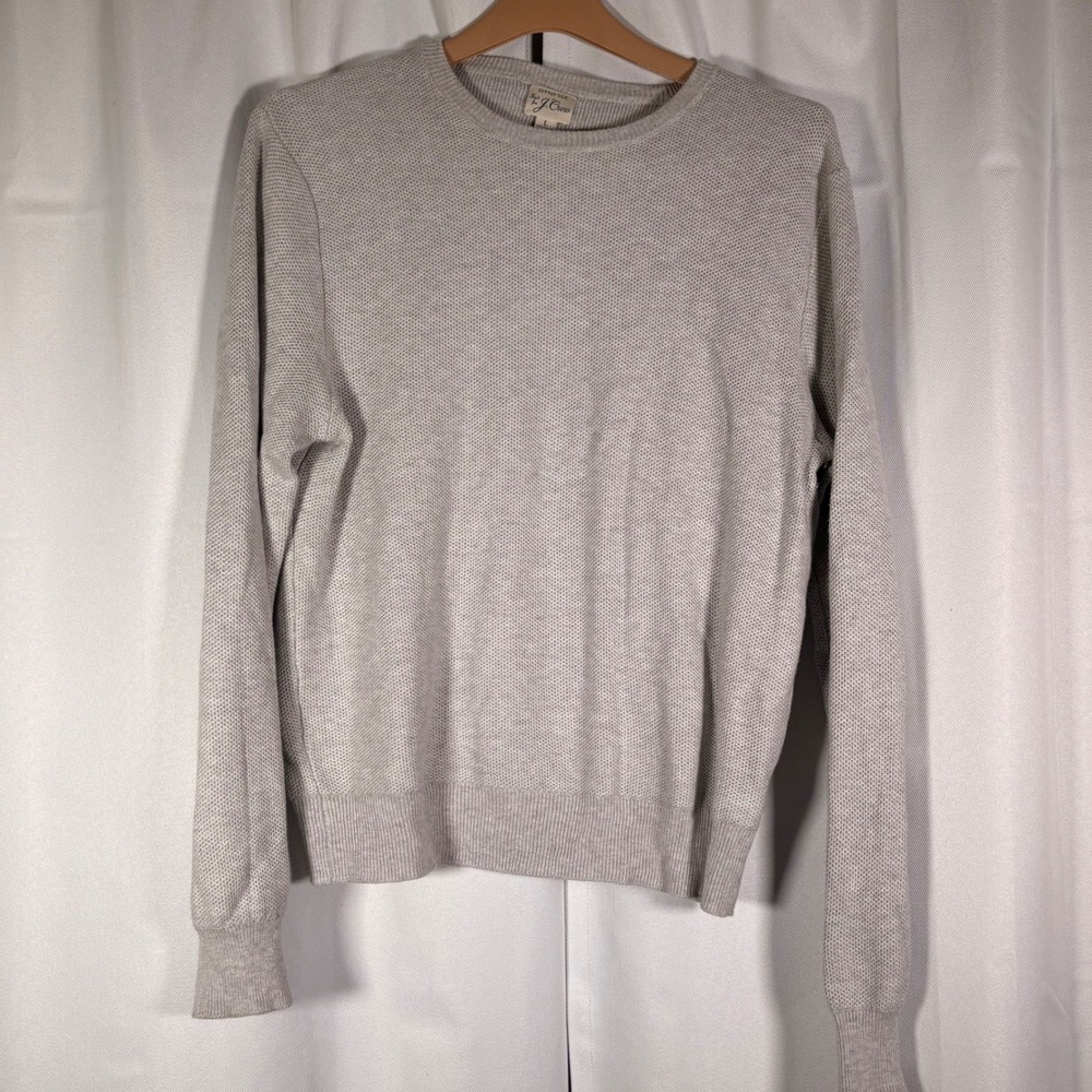 J.Crew Cotton Silk Knit Sweater Gray Crewneck Large Minimalist Quiet Luxury